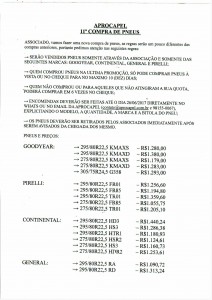 11ª compra de pneus da aprocapel
